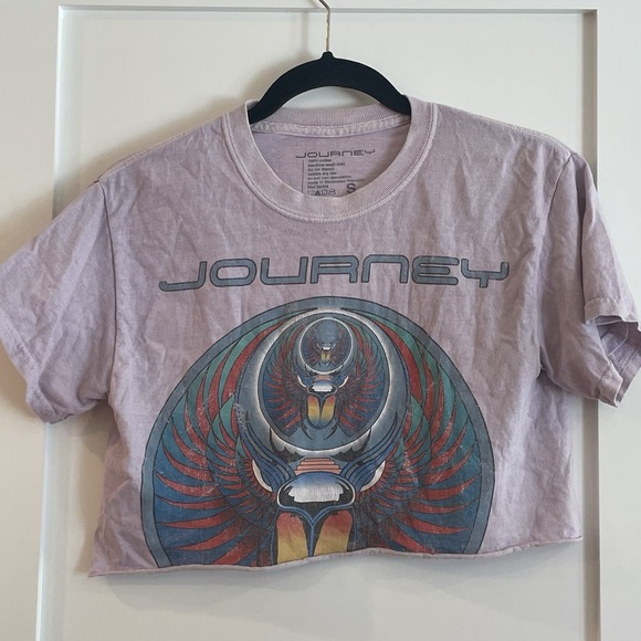 Journey Band Tee T-shirt 80s 90s Rock Roll Concert Tour Festival Graphic Crop S‎ - Picture 1 of 8